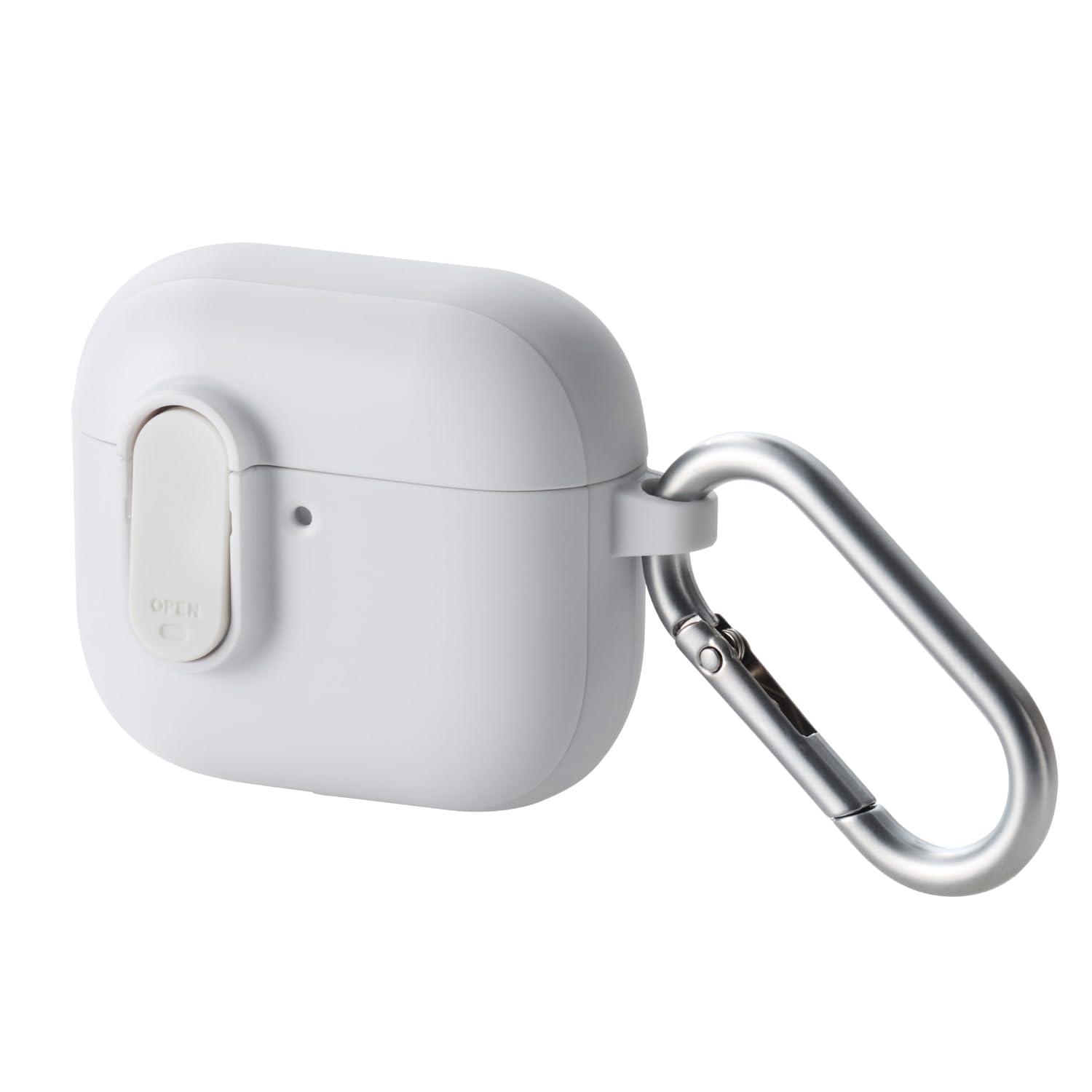 ELECOM AirPods Case for 4th Generation AirPods with Active Noise Cancellation, Lock Function, MagSafe Charging Compatible TOUGH SLIM Lock Case White AVA-AP06TSLWH