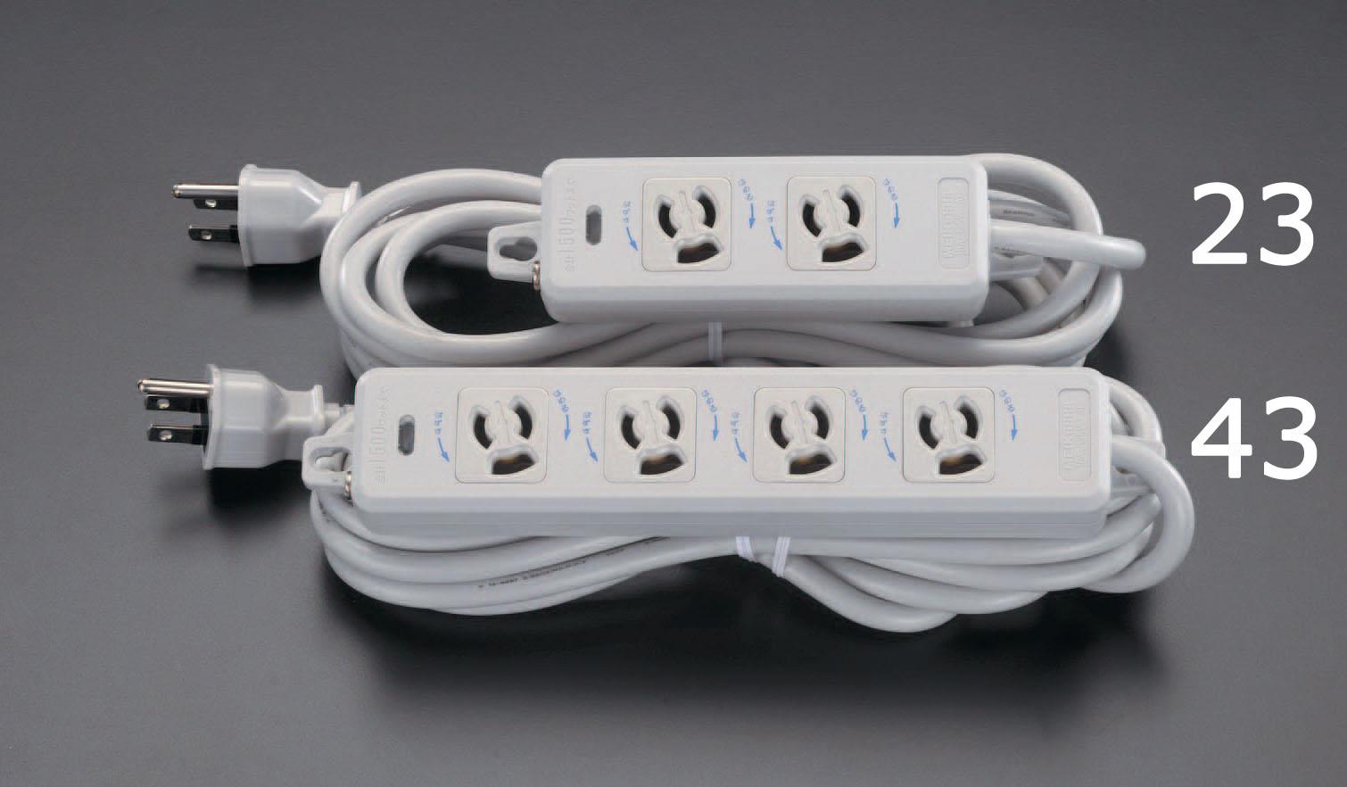 AC125V/15A x 1m Tap (2 outlets, lock-out, with ground)