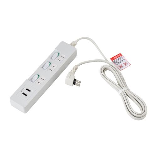 100V/14A x 2m Table Tap (USB Port/Individual Switches Included)