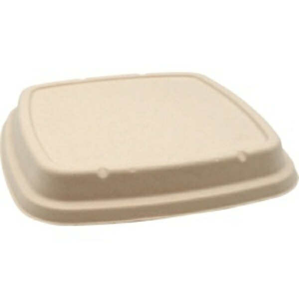 Pack Style BB Bamboo Bagasse Lunch Box N23-23F with Lid 235×235×H18mm 1 pack (50 sheets)