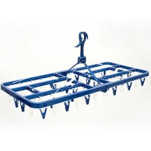 Towa Industries Laundry Drying Rack Clothes Hanger Pinch Hanger LST Side Hooks 60 Clips Blue Stable Double Hook Large Capacity Heavy-Duty Laundry Hanger