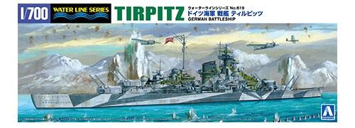 Aoshima Cultural Textbook Co., Ltd. 1/700 Waterline Series No.619 German Battleship Tirpitz Plastic Model Kit (Ship)
