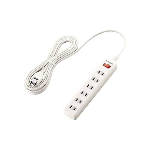 ELECOM Power Strip with Surge Protector, Master Switch, Swing Plugs, 6 Outlets, 5m, White T-K3A-2650WH