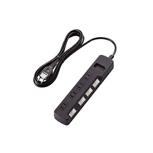 ELECOM Power Strip with Surge Protector, Individual Switches, Swing Plugs, 4 Outlets, 2.5m, Black T-K5A-2425BK