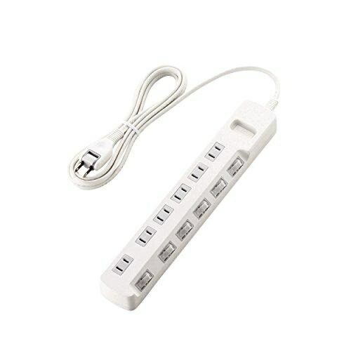 ELECOM Power Strip with Surge Protector, Individual Switches, Swing Plugs, 6 Outlets, 2.5m, White T-K5A-2625WH
