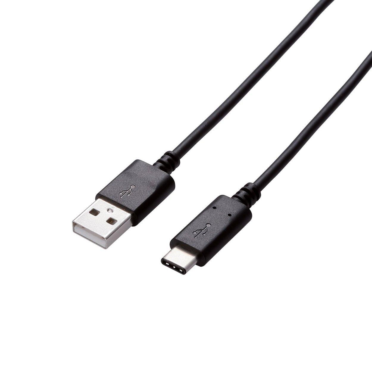 ELECOM USB Cable Type C (USB A to USB C) 0.5m USB3.1 Certified 3A Output Max 10Gbps Black USB3-AC05NBK