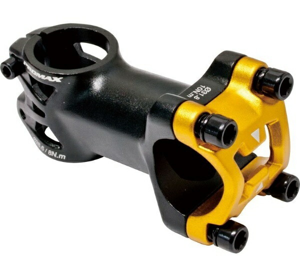 Promax (Bicycle) Bicycle Stem (DA-751NC) 90mm Reach Bar Clamp Diameter Φ31.8mm (Black/Gold)