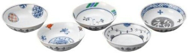 Saikai Pottery Hasami Ware Multi-Purpose Bowl Variation of Dyed Brocade Design Gift Box Included Diameter 15 cm Set of 5 31752