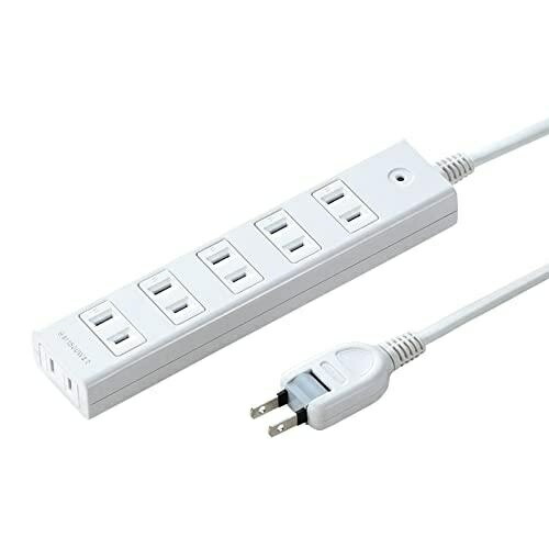 Sanwa Supply Surge Protector Tap (2-Prong, 6 Outlets, 2m) TAP-SP2116MG-2WN