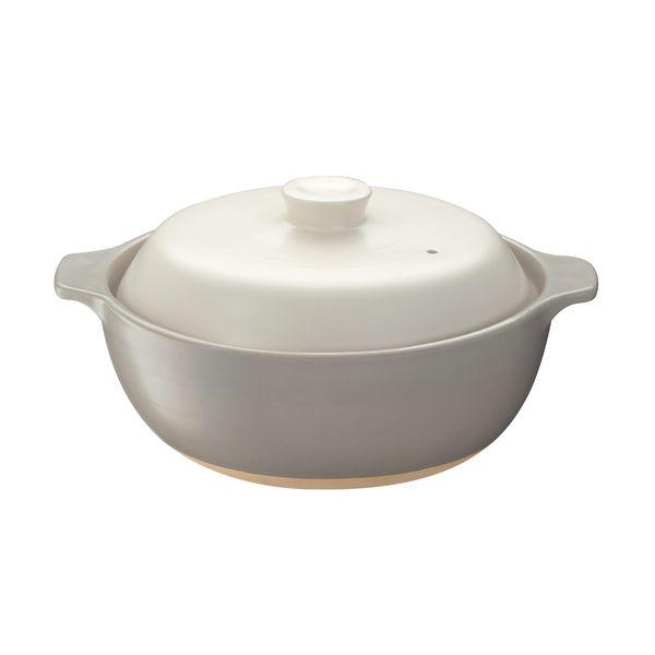 Ishigaki Direct-Heat Safe Earthenware Pot with Boil-Over Prevention, Modern Style, Size 8 (Serves 3-4) 4366