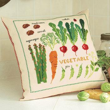 Olimpas Silk Cross Stitch Embroidery Kit Cushion Salad Garden Beige 5970