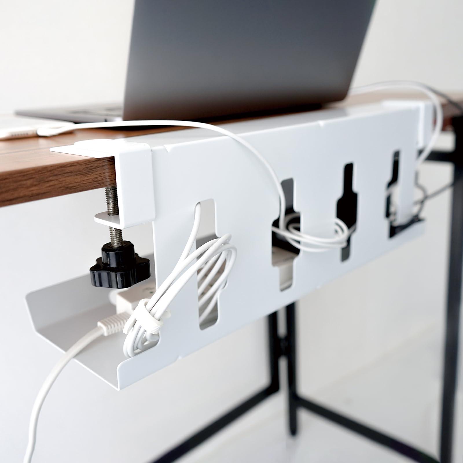 Karl Office Supplies Cable Organizer Wiring Management Cable Storage Length: 430mm No Drilling Required Clamp-Style Under-Desk Power Cord Storage White CO-430-W