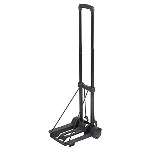 Etsumi Carry Cart Folding Trolley 005 Lightweight Compact 2-Wheel Load Capacity 35kg Integrated Carry Belt Securing Rubber Rope Black VE-6912