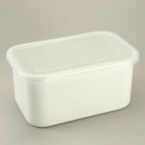 Nodahoro Enamel Storage Container, Heat-Resistant, Rectangular, Deep Type, LL Size, with Seal Lid, See-Through, White Series, Made in Japan WRF-LL
