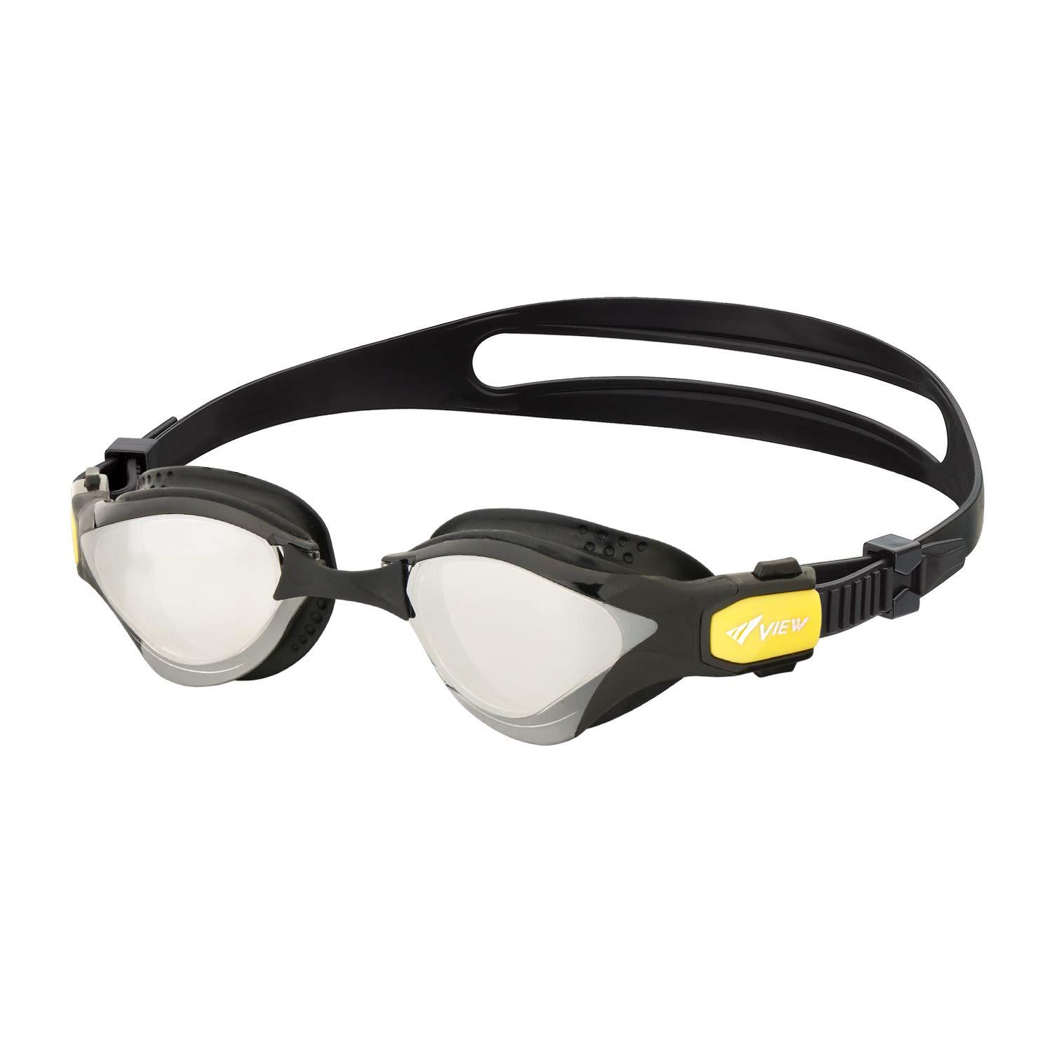 [View] Swimming Goggles DELFINA Made in Japan Outdoor Triathlon Mirror Type Racing Goggles with Cushion FINA Approved Model Anti-Fog SWIPE Technology V2000SAM CBDY