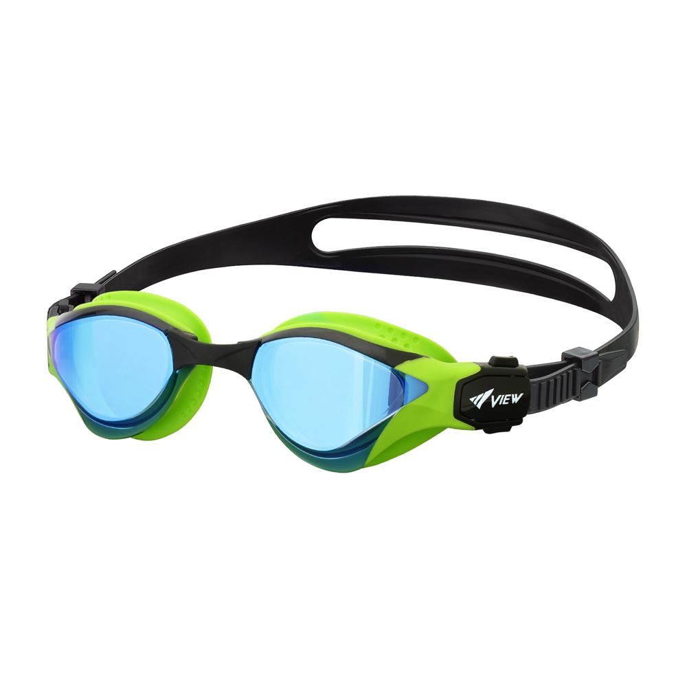 [View] Swimming Goggles DELFINA Made in Japan Outdoor Triathlon Mirror Type Racing Goggles with Cushion FINA Approved Model Anti-Fog Function SWIPE V2000SAM BLGB