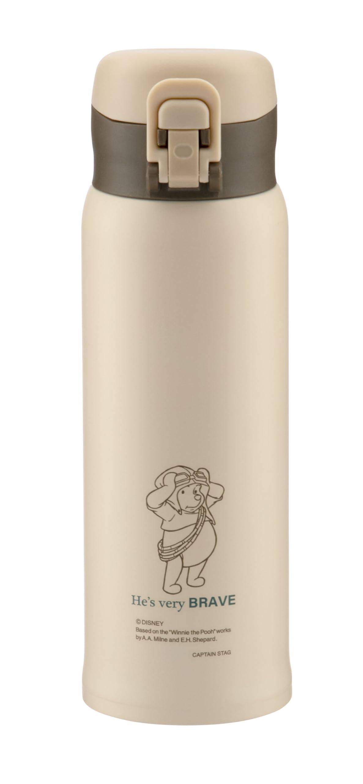 Captain Stag Disney Outdoor Water Bottle Direct-Drink Vacuum Insulated Thermal Bottle GL One-Touch Personal Bottle 600ml Winnie the Pooh/Yūkan MA-2348