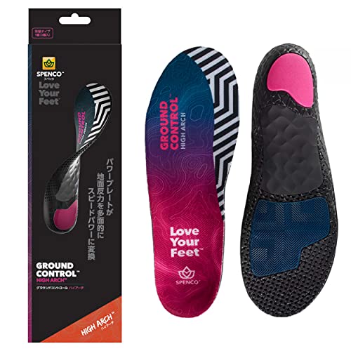 SPENCO Ground Control High Arch General Sports & Daily Use Adjustable Fit Power Plate Ground Reaction Force Gel Pad Unisex (Size M: 25.5~27.0cm) 22061 Black/Purple