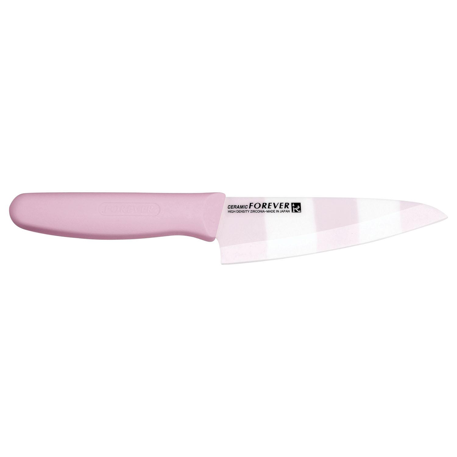 Forever Silver Antibacterial Color Ceramic Knife 140mm KC-14PP・Pink Stripes × Pink