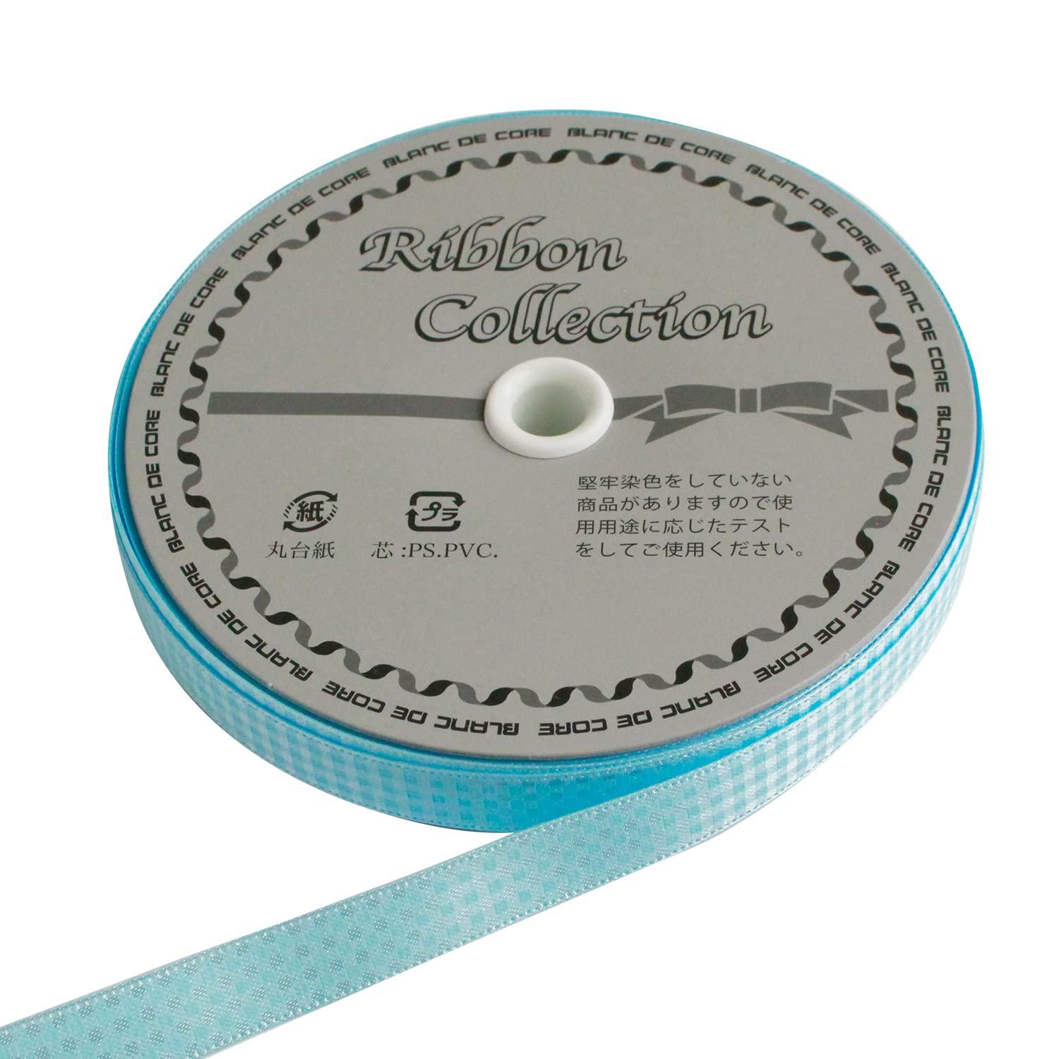 Konishi Ribbon Shaving Gingham Check Ribbon ?12mm × 30m Roll Light Blue KR3581-12-60