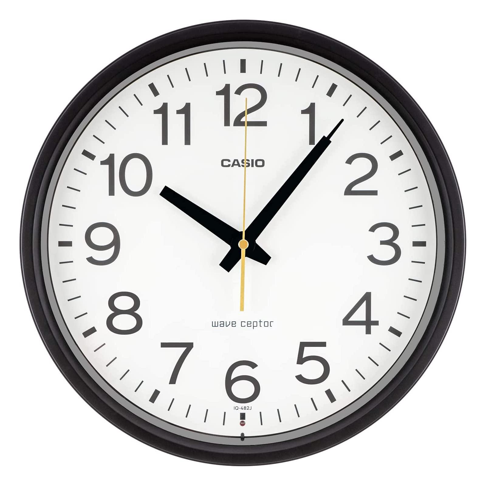 CASIO Wall Clock Radio-Controlled Clock Black Analog Night-Time Second Hand Stops IQ-482J-1JF