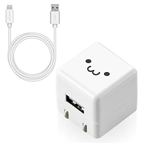 ELECOM USB Wall Charger 5W Type-A Port ×1 Lightning Cable (A-L) 1.5m White Face MPA-ACL05WF