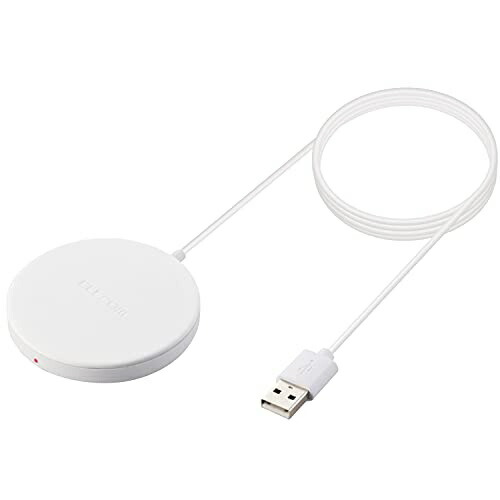 ELECOM Wireless Charger with Built-in Magnet 5W Integrated Cable (1m) White W-MA01WH