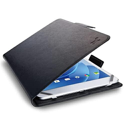ELECOM Universal Tablet Case Cover Wallet-Style Case Soft Leather Slim Case Free-Angle Hand Strap 7.0–8.4 Inch Black TB-08UHGFLBK
