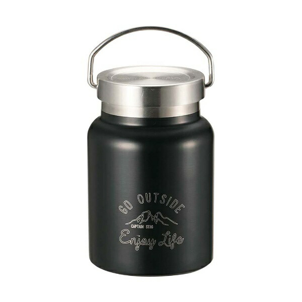CAPTAIN STAG Food Pot Food Container Water Bottle Double Stainless Steel Bottle Vacuum Insulated Heat Retention/Cold Retention HD Food Pot 400ml Black Monte UE-3441