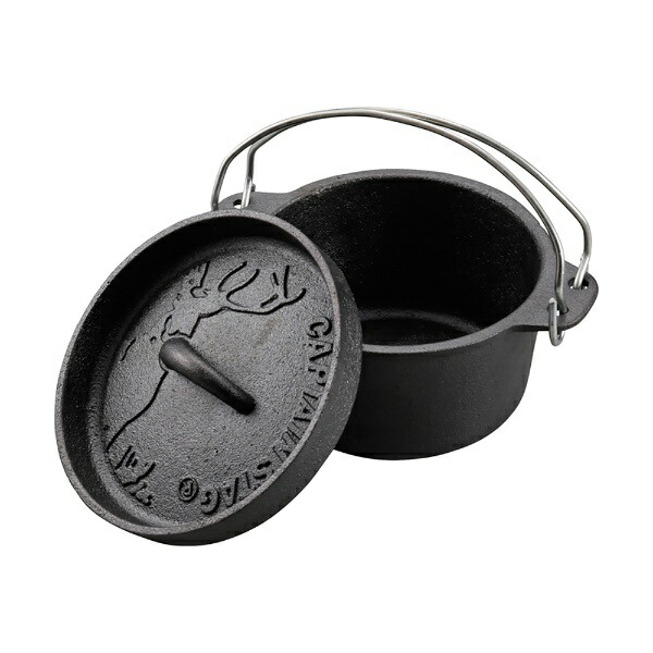 CAPTAIN STAG Camping Barbecue Dutch Oven Cast Iron 14cm No Seasoning Required UG-3060