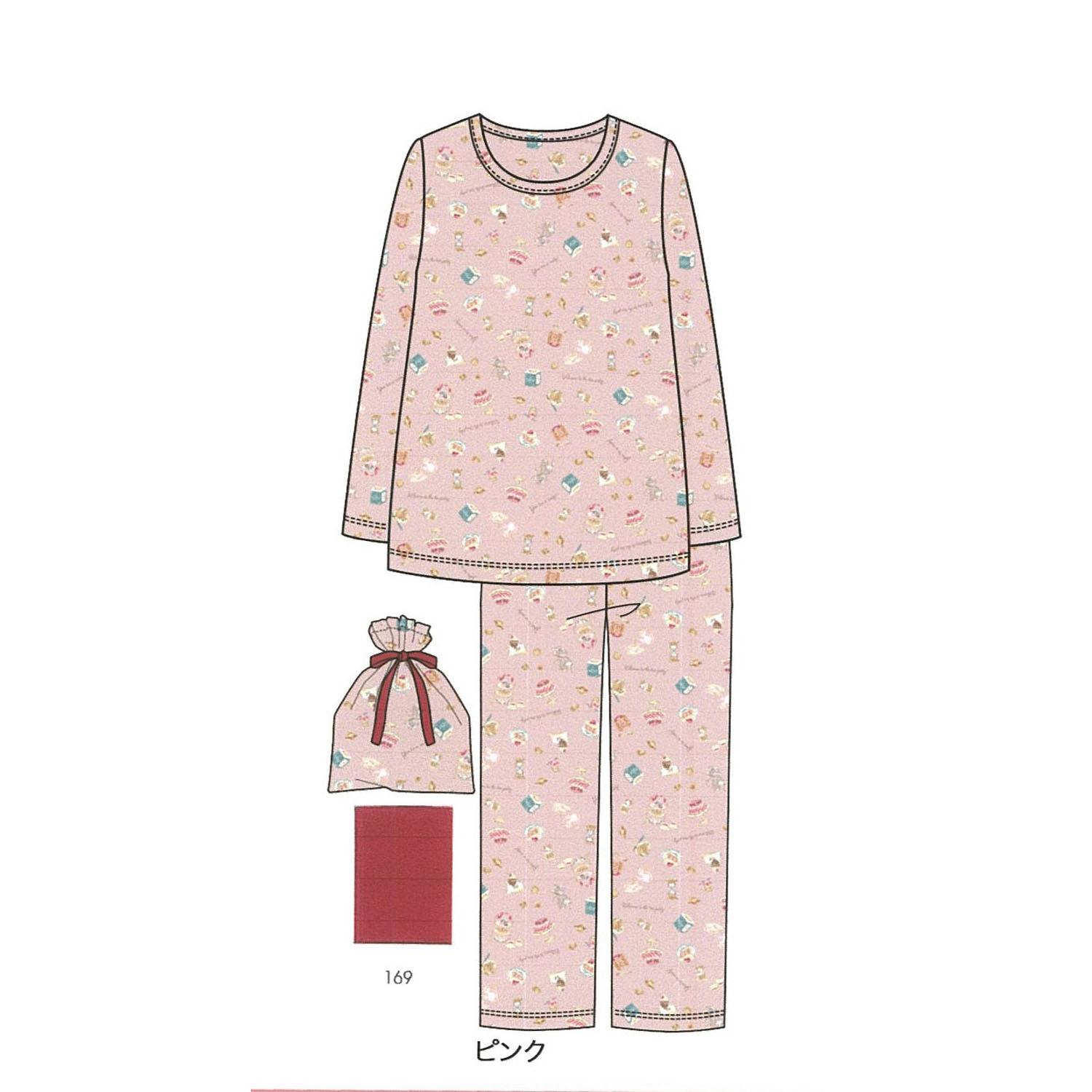 Joyeux Nuit Portable Pajamas T-Suit with Pouch Tea Party Pink S
