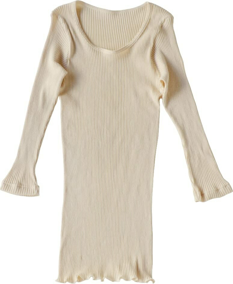 [Seamless] Organic Cotton Ribbed 3/4 Sleeve Shirt Off-White