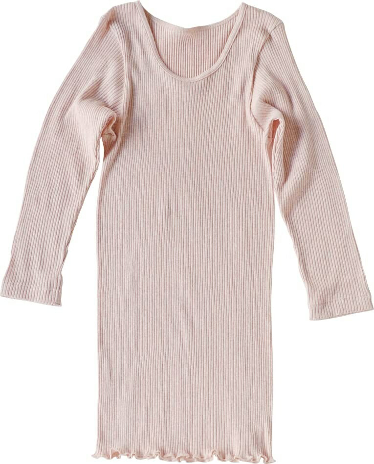 [Tenshi Musou] Organic Cotton Ribbed 3/4 Sleeve Shirt Pink