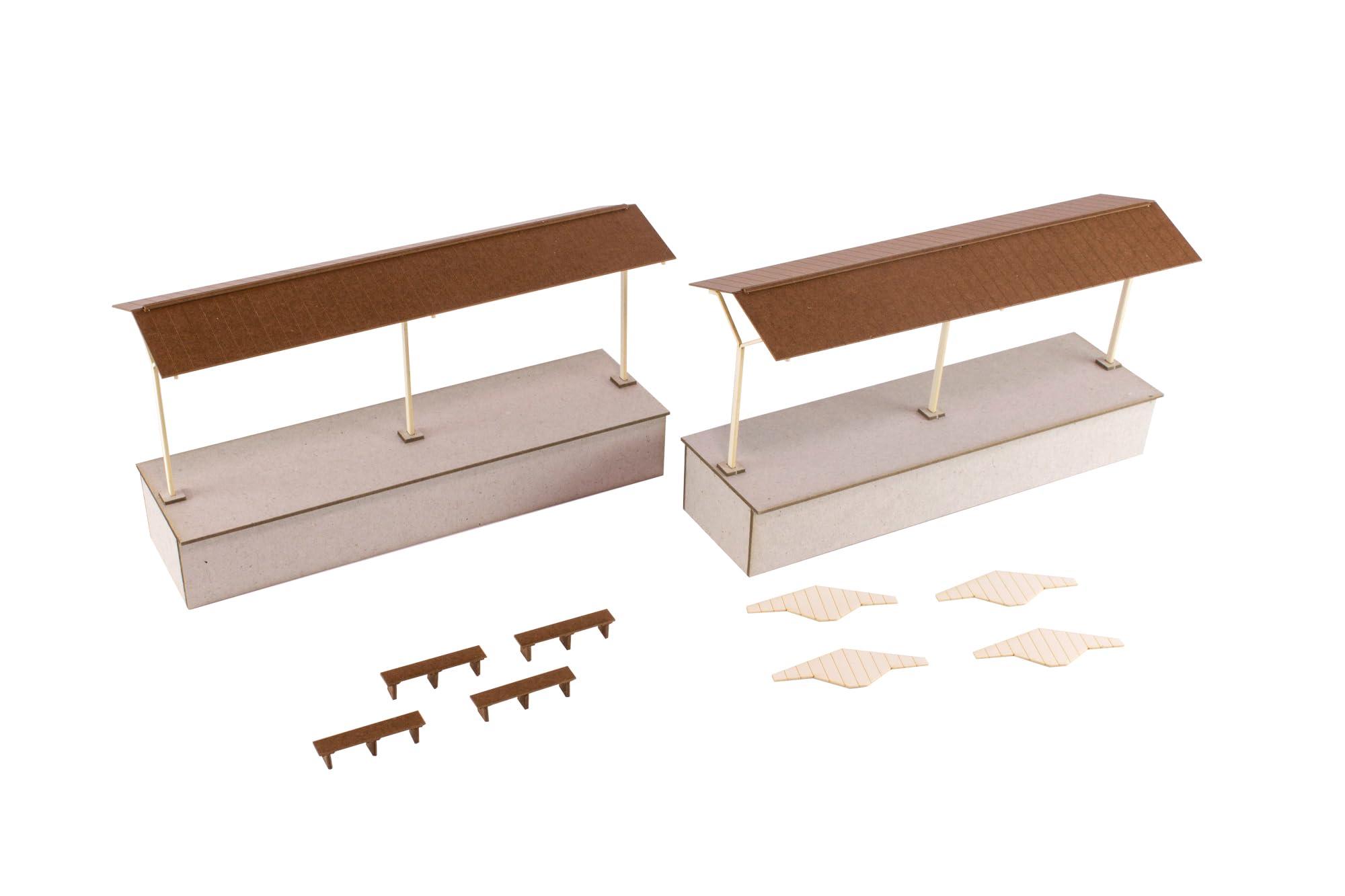 PLUMPMOA HO Gauge 1/80 Street Corner Accessories Series Island Platform Extension Set B (Canopy) Paper Kit MS080 Diorama Supplies