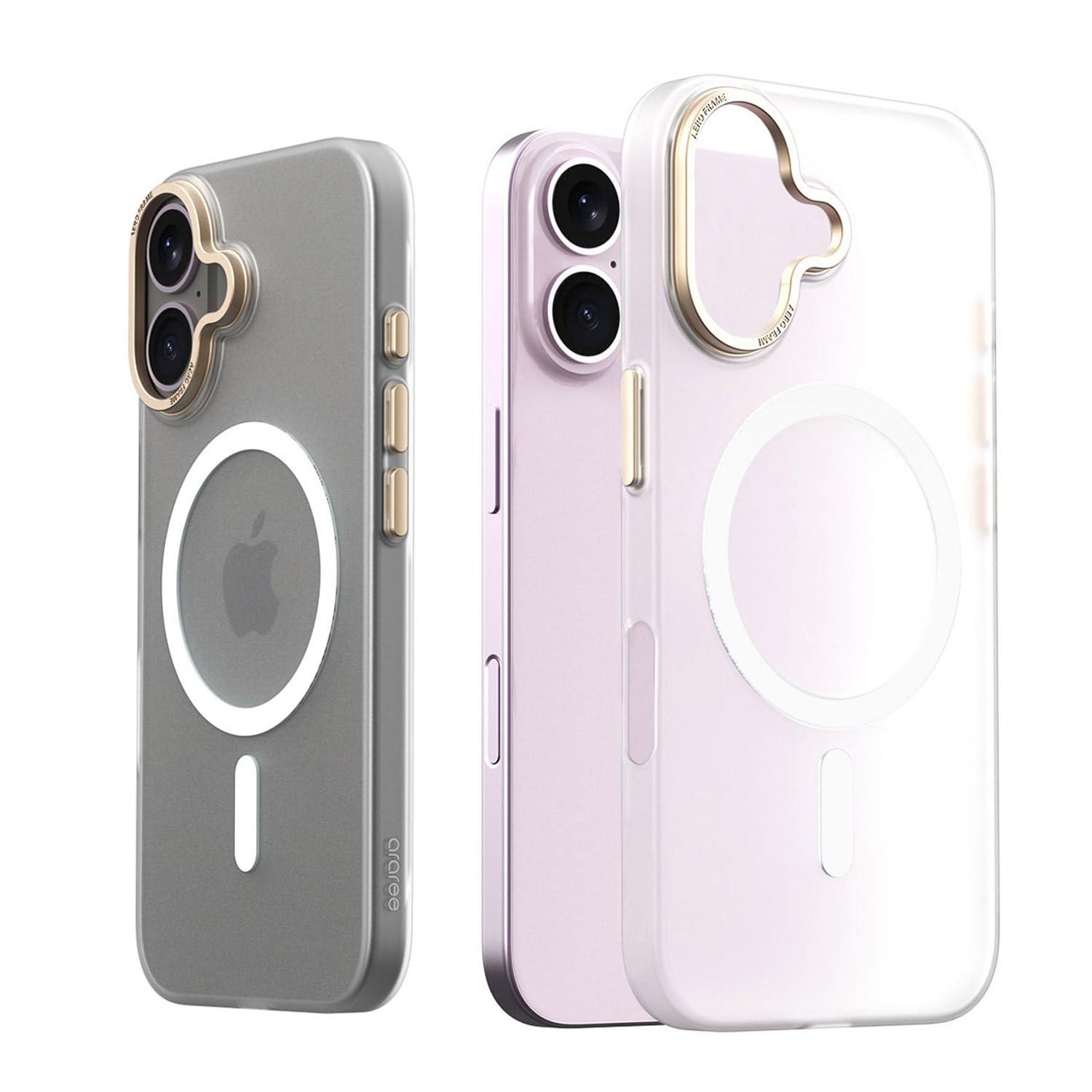 araree iPhone 16 Case Magsafe Compatible AERO FRAME Matte Clear [Magnet-Equipped Metal High-Durability Polycarbonate] iPhone Protective Cover AR27137i16 Clear Matte