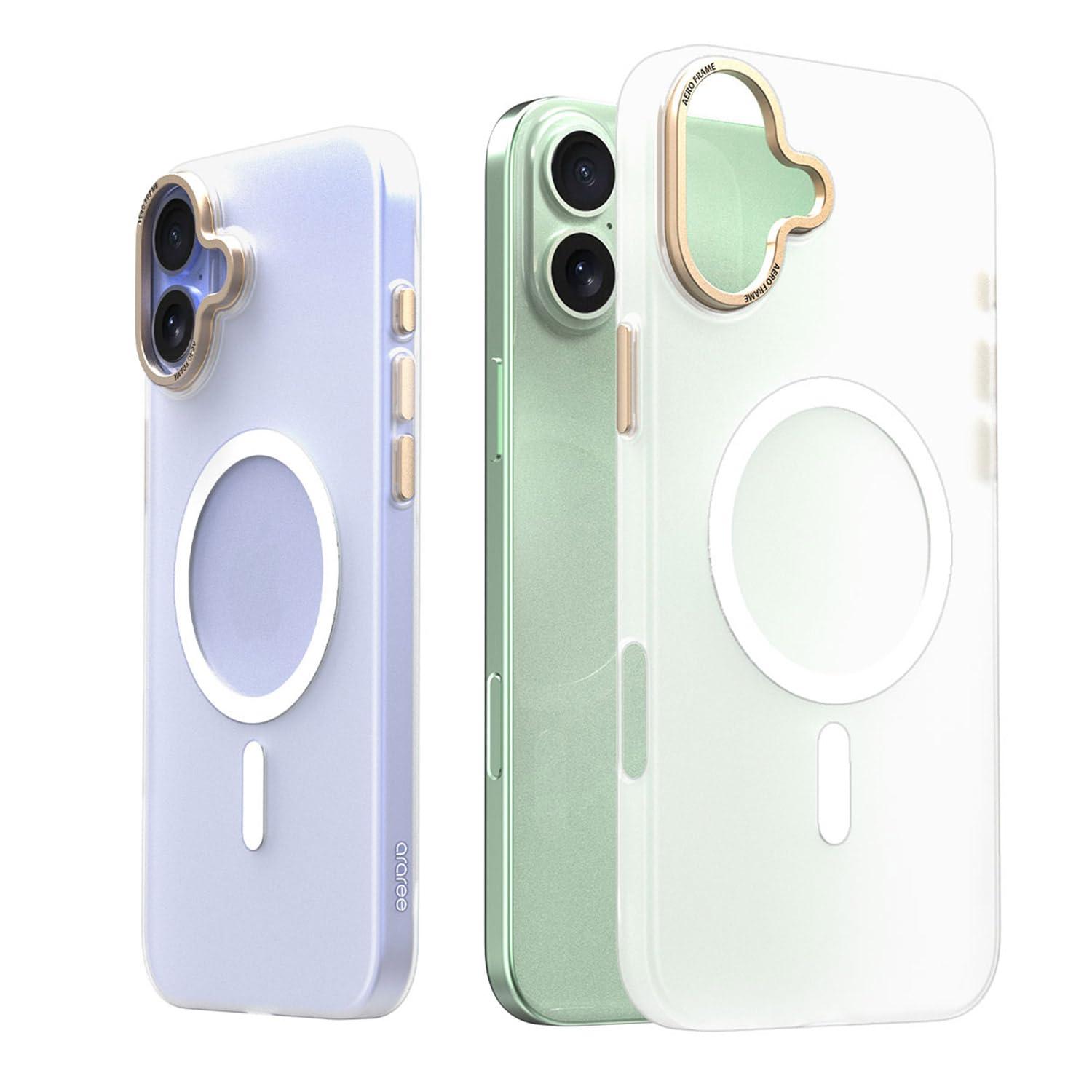 araree iPhone 16 Plus Case Magsafe Compatible AERO FRAME Matte Clear [Magnet-Equipped Metal High-Durability Polycarbonate] iPhone Protective Cover AR27138i16PL Clear Matte
