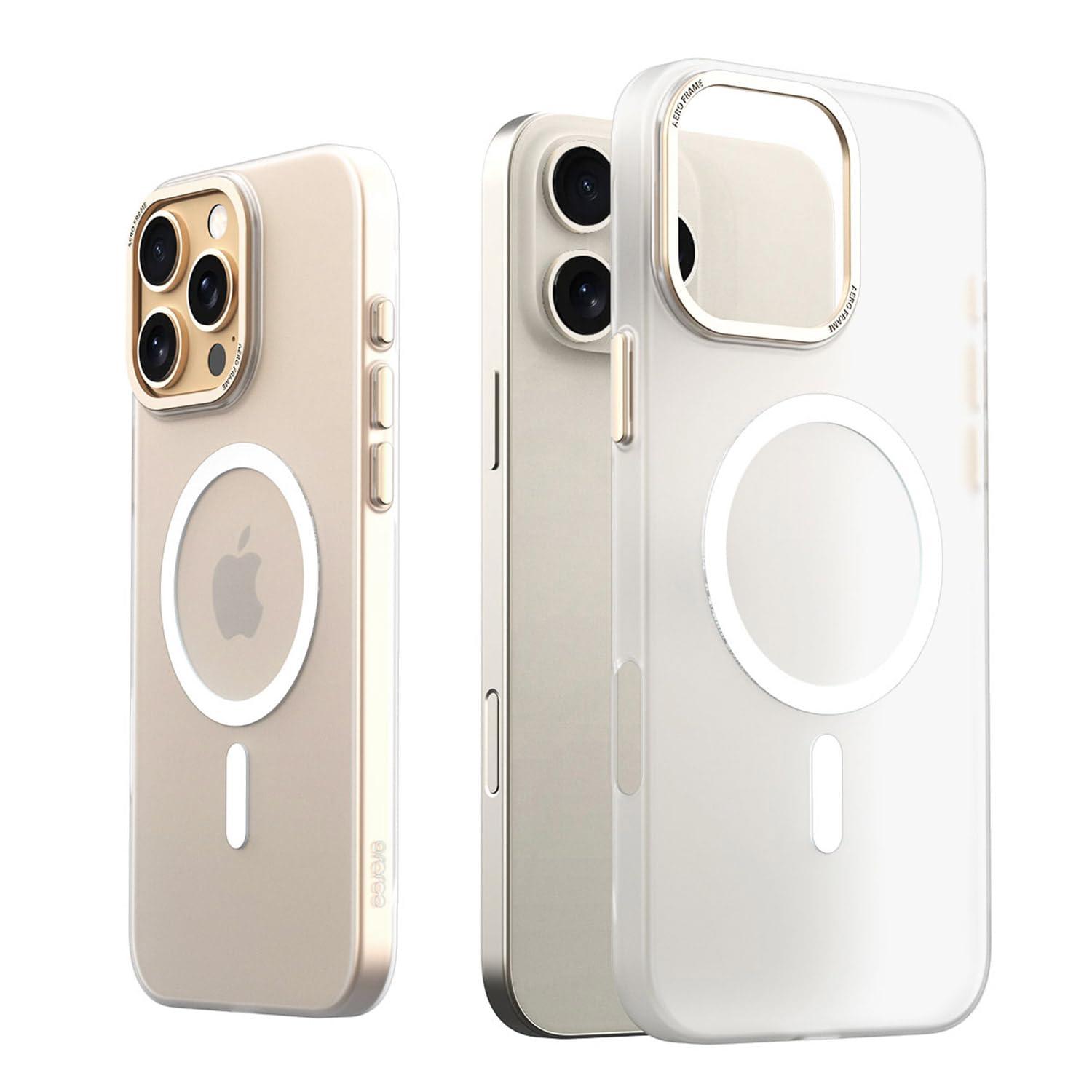 araree iPhone 16 Pro Max Case Magsafe Compatible AERO FRAME Matte Clear [Magnet-Equipped Metal High-Durability Polycarbonate] iPhone Protective Cover AR27140i16PM Clear Matte
