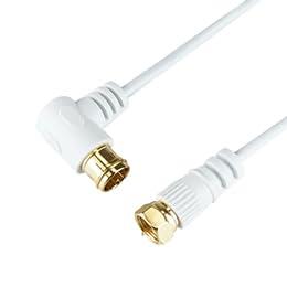 5-Pack HORIC Ultra-Fine Antenna Cable 1.5m White L-Shaped Plug/Screw-Type Connector HAT15-243LSWHX5