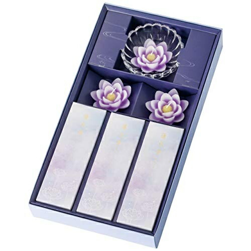 Kameyama Candle “Lotus Water Fragrance” Sandalwood Scent / Lotus-Shaped Candle [Purple] Set [Paper Box Packaging] Gift for Presenting / Gift for Presenting