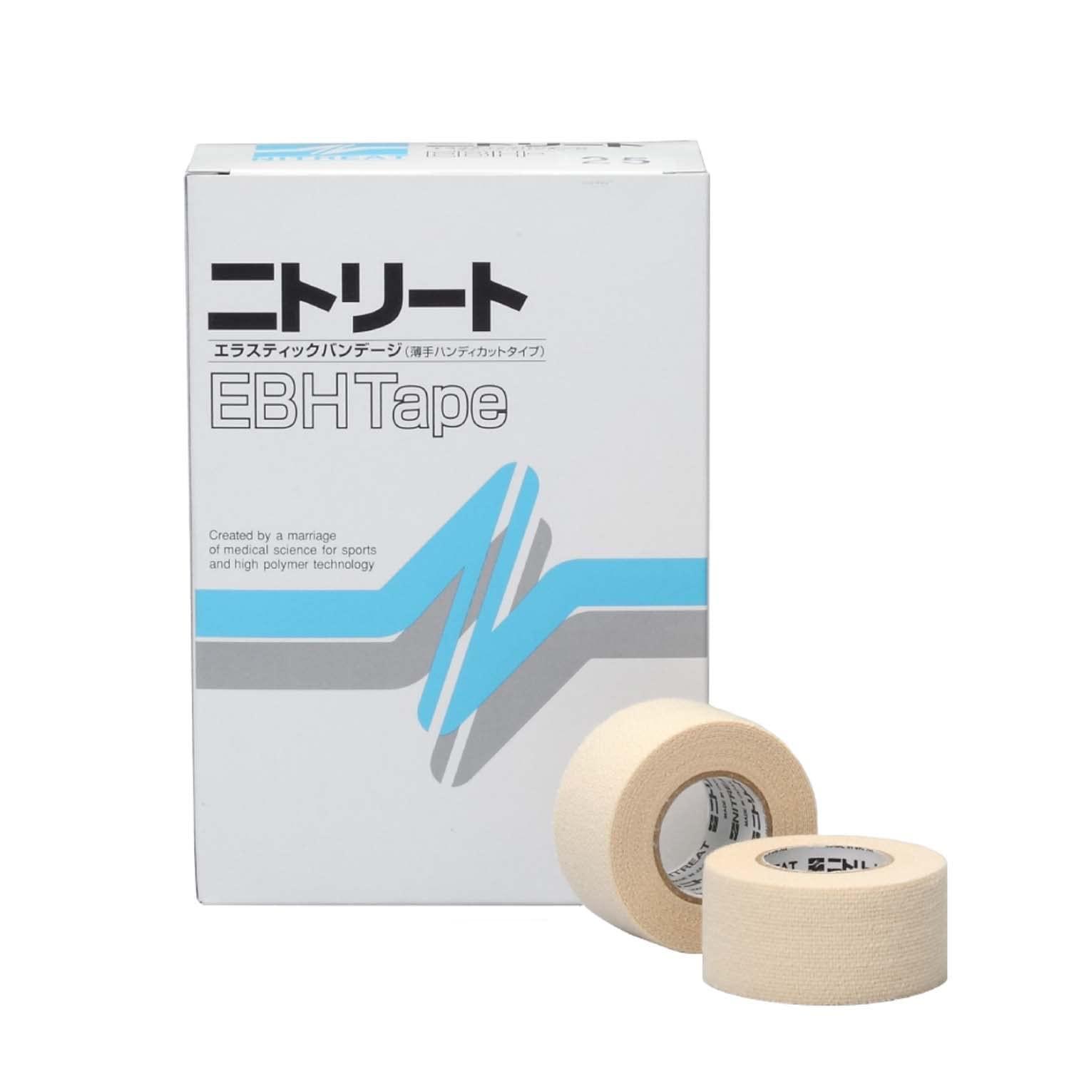 NITOMS NITRITE EBH Tape Sports Tape Multi-Roll Pack Stretchable Thin Hand-Cut Light Compression Injury Prevention Resistant to Peeling Beige Width 25mm x Length 4.5m (Stretched Length) [12 Rolls] EBH-25