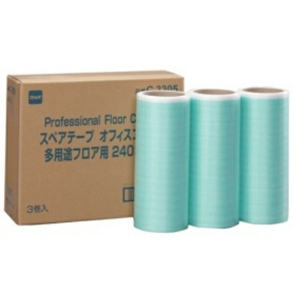 NITOMS Korokoro Professional Replacement Tape Multi-Purpose Floor 240mm Width 30 Revolutions 3 Rolls Tape Replacement Commercial Use Wide Width Cleaning Office Factory Flooring Carpet Cushion Adhesive Cleaner Dust Pollen C3305