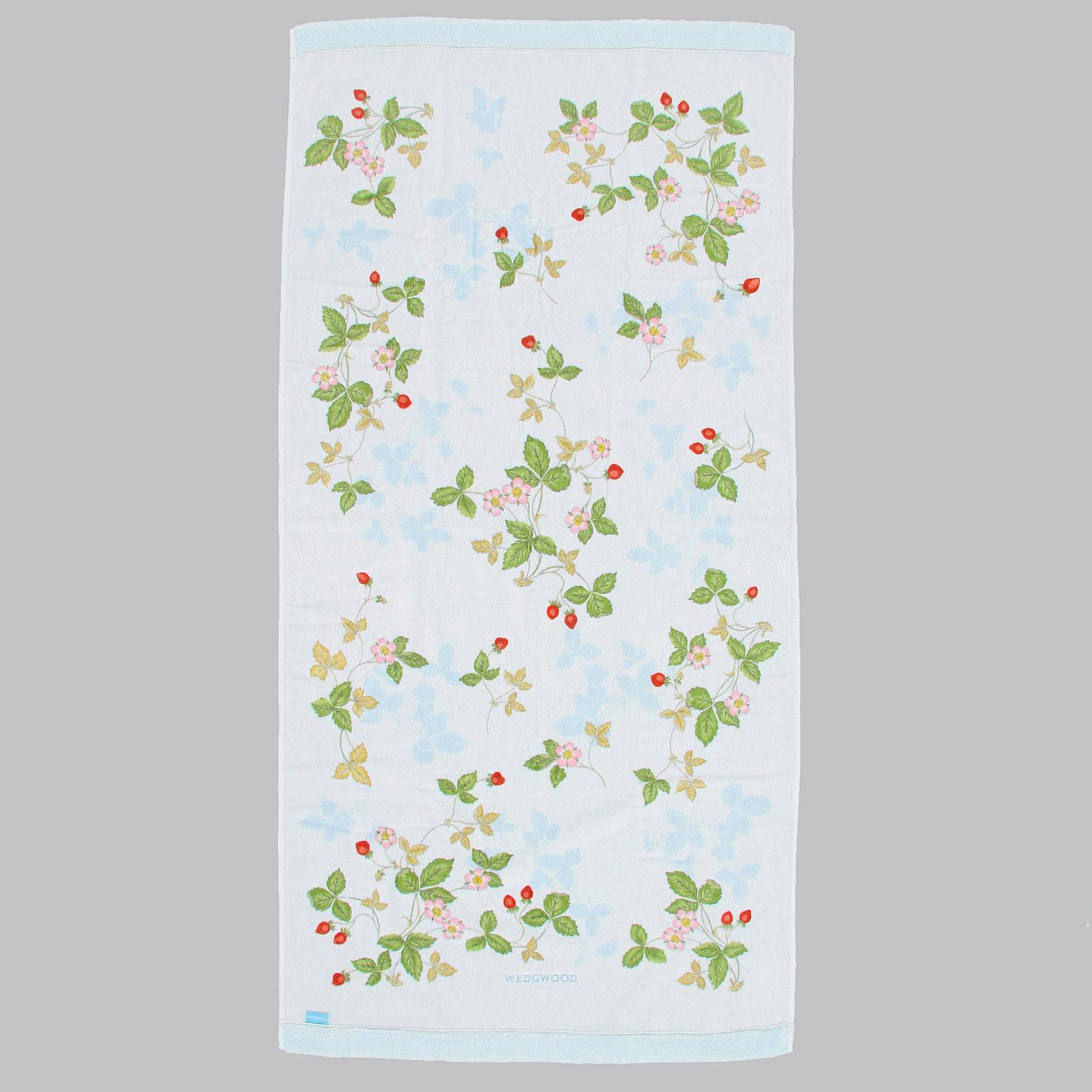 Nishikawa Imabari Bath Towel 60x120cm Washable 100% Cotton Wedgwood Wild Strawberry Soft Made in Japan Blue TT13405601