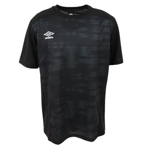 [Ambro] T-Shirt Soccer Futsal Short Sleeve Game Shirt Moisture-Wicking Quick-Dry Stretch Dry Club Activity Practice Training Classic Men's Unisex BLK (UAS6310) S