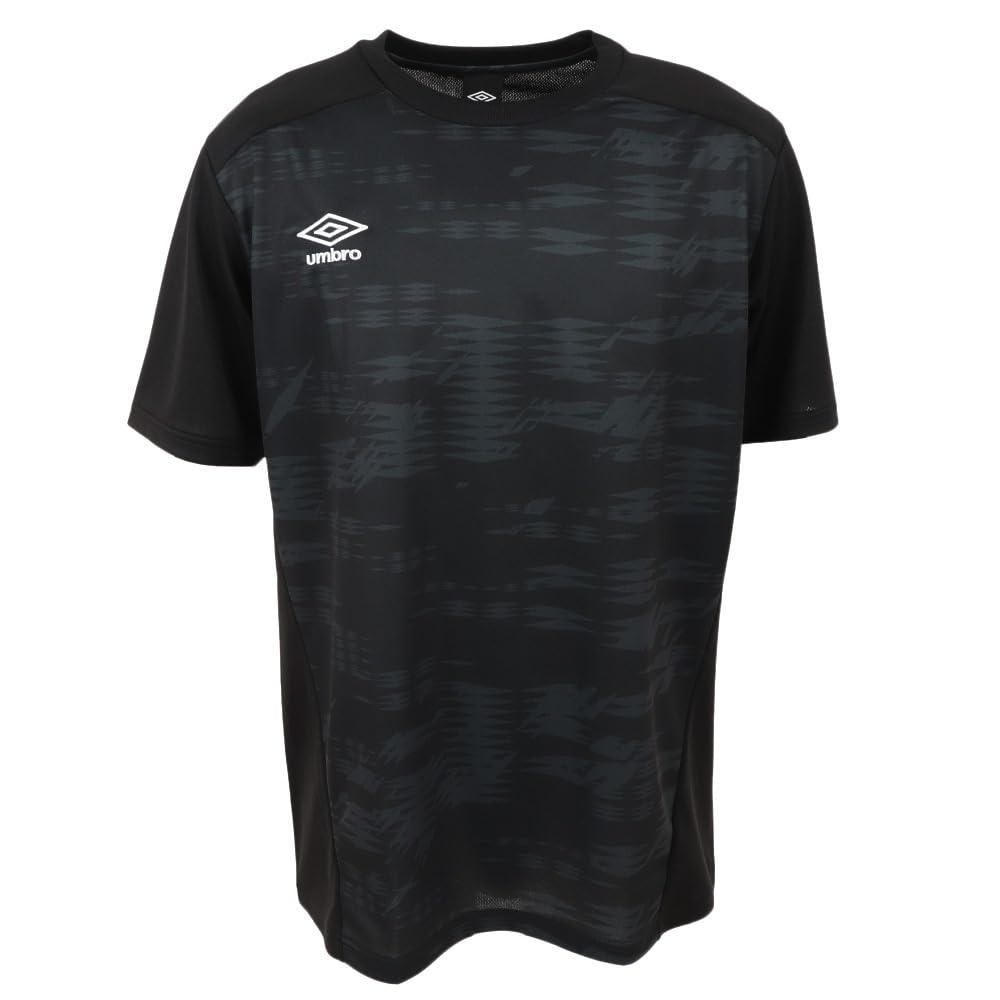 [Umbro] T-Shirt Soccer Futsal Short Sleeve Game Shirt Moisture-Wicking Quick-Dry Stretch Dry Club Activity Practice Training Classic Men's Unisex BLK (UAS6310) XO