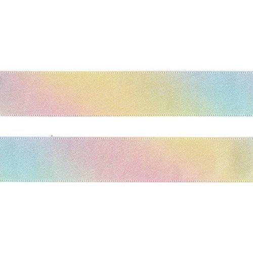 Konishi Ribbon Pastel Rainbow Pattern Double Satin Ribbon 24mm Width × 30m Roll KR3571-24MM-1