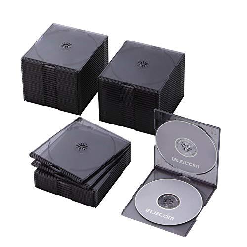 ELECOM CD/DVD Slim Plastic Case / Holds 2 Discs / 50-Pack / Clear Black