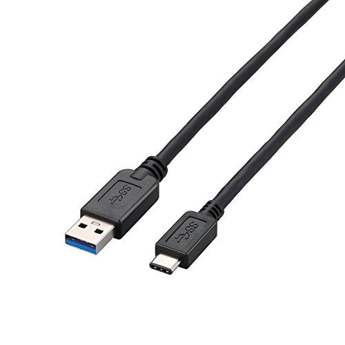 ELECOM USB Cable Type C (USB A to USB C) 2.0m USB 3.1 Compliant 3A Output Max 5Gbps Black USB3-AC20BK