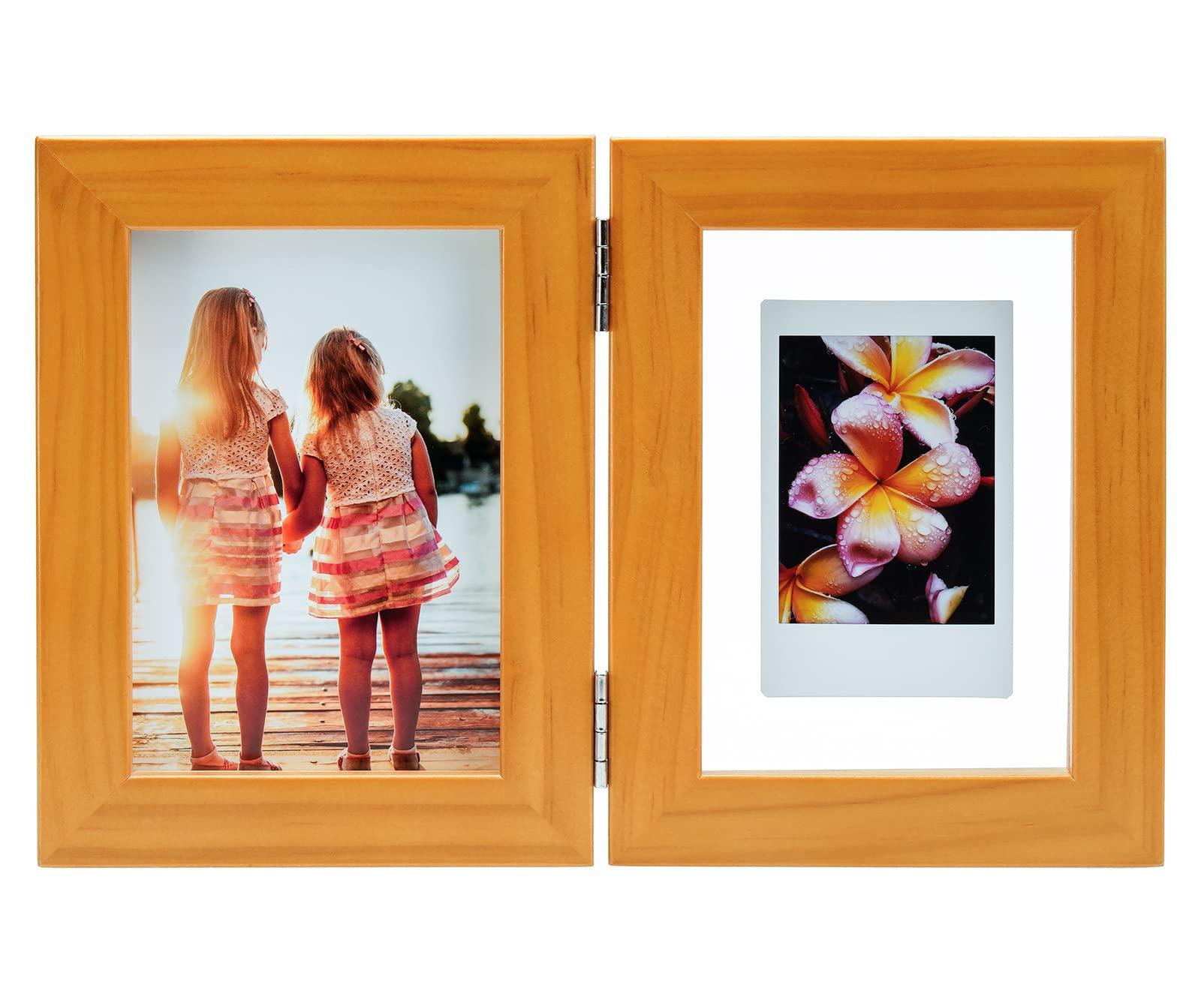 Kenko Photo Frame Requiel Duo L 2-Panel Vertical Type Camel Wood Frame PS-RD-LWT-CA