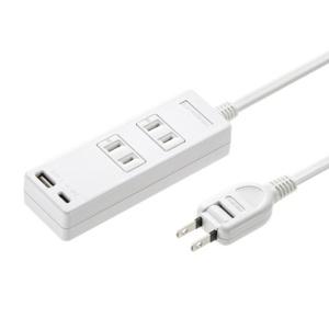 Sanwa Supply USB Charging Tap with Type-C Port (2 Outlets, 2m Cable) TAP-B101UC-2W