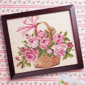 Olympus Silk Cross Stitch Embroidery Kit Flower Series Rose Basket Beige 887